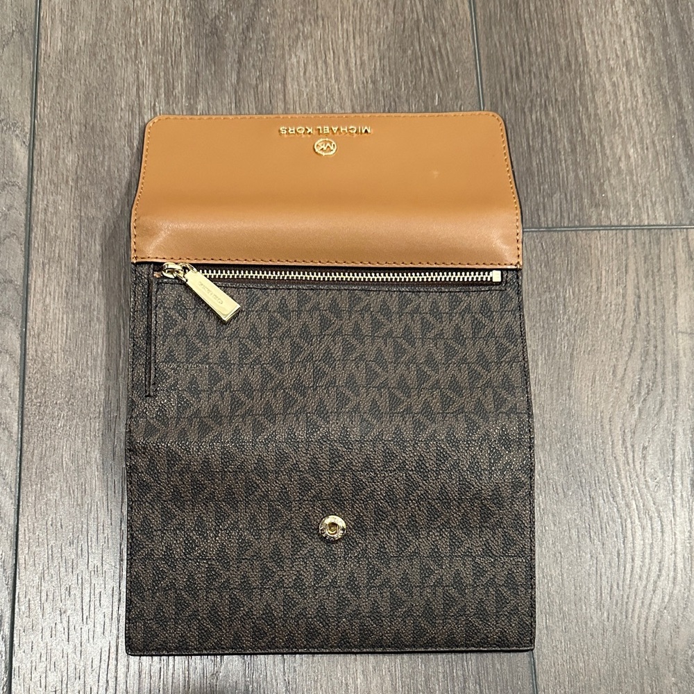 Michael Kors Tan and Brown Signature Flap Wallet - Picture 4 of 5